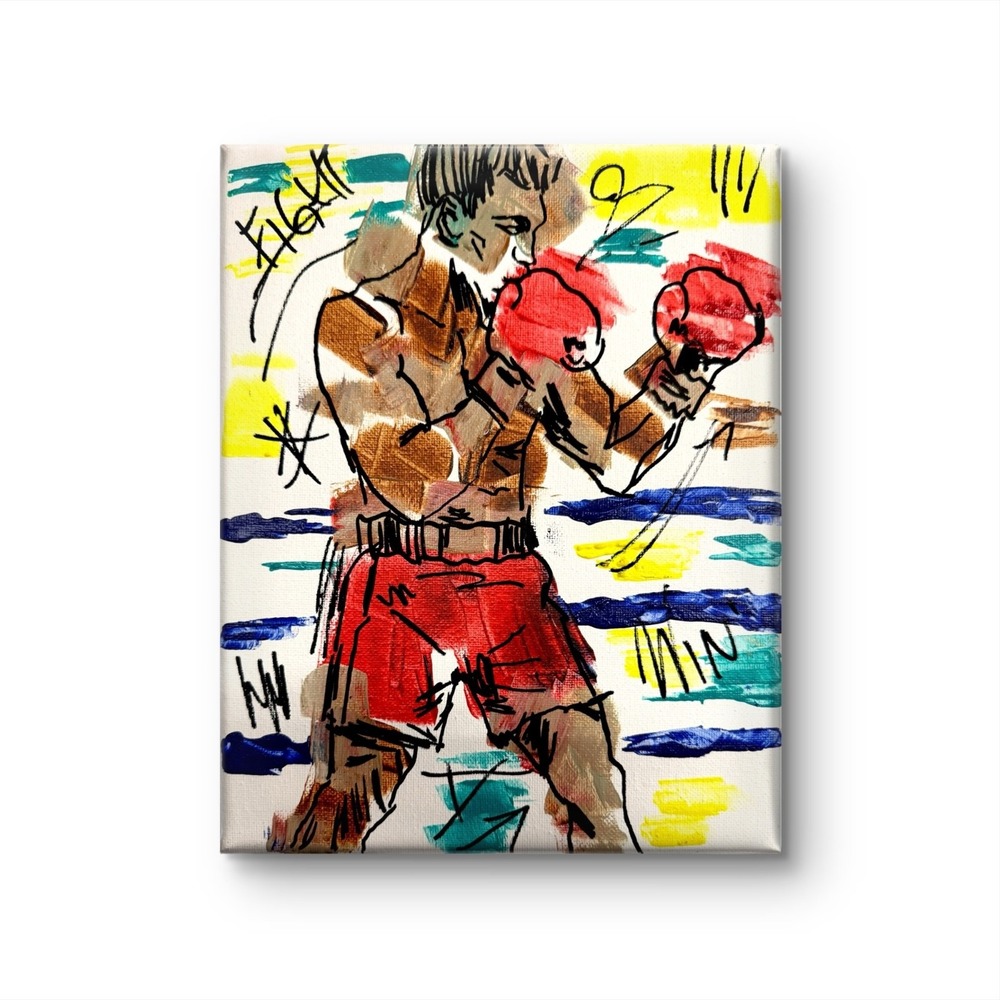 Papa Diouf Original Boxer Painting Graffiti Wall Art Canvas 8x10 Multi New